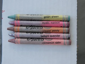 5 Vintage Crayola Crayon Binney & Smith Silver Swirls Copper Penny Used  - Picture 1 of 15