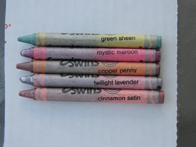 5 Vintage Crayola Crayon Binney & Smith Silver Swirls Copper Penny Used  - Image 1 of 4