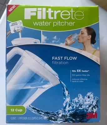Filtrete Water Pitcher Fast Flow 100 Gallon Fliter Life 12 Cup - Image 1 of 4