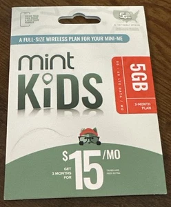 Mint Mobile Kids 3 Month 5GB/mo Plan SIM Kit - Zdjęcie 1 z 2