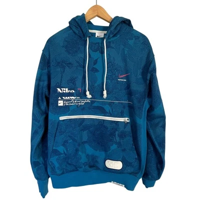 Pulôver Nike com capuz masculino tamanho S azul meio-tom floratone Dri Fit edição padrão - Imagem 1 de 4