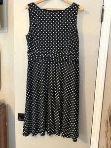 Chaps Polka Dot Black White Women's Dress XL Summer Workwear - Picture 1 of 9