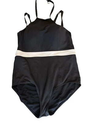 Traje de baño Torrid de una pieza para mujer talla 2 negro blanco texturizado con aros ajustable Foto 1 de 4