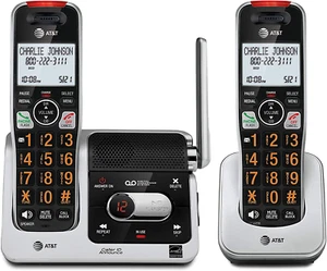 2-słuchawka Telefon bezprzewodowy AT&T Domowa sekretarka Identyfikator dzwoniącego Daleki zasięg - Zdjęcie 1 z 12