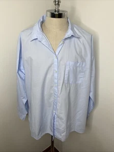 Loft Womens Cotton Blue Button Down Tunic Top Shirt XXL Long Sleeve 2X - Picture 1 of 6