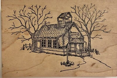 Старый, деревенский школьный дом, страна, зимние деревья, художественные впечатления, Америка - Изображение 1 из 3