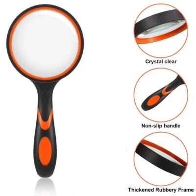 50毫米大号放大镜10倍手持阅读放大镜橙色 — 第 1/4 张图片