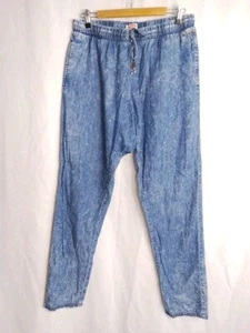 Mambo Ladies Blue Elastic Waist High Rise Cotton Pants Size 14 EUC - Picture 1 of 5