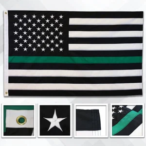 Bandera de línea verde delgada bordada 3x5 ft línea verde bandera de casa 3' x 5' militar - Imagen 1 de 4