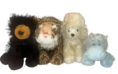 GANZ Webkinz and Lil'kinz Lot Of 4 - Collectors Toys NO CODES Hippo Bear Tiger - Image 1 of 4