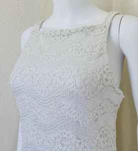 Vtg 90’s All That Jazz Ivory Floral Wave Lace Overlay Mini Dress Size S/M? VGC - Picture 1 of 7
