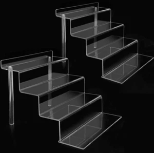 2 Sets 4 Tier 9” Acrylic Riser Display Shelf Clear Risers for Display,Clear Perf - Picture 1 of 12