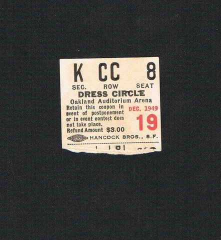 VERY VERY RARE 1949 JOE LOUIS vs Al HOOSMAN boxing ticket OAKLAND CA Cover