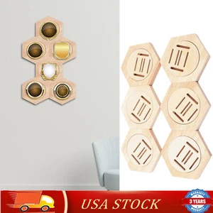 Hexagon Medal Holder 6pcs Medal Display Hanger Rack Wooden Decorative Holder 🔥 - Picture 1 of 11
