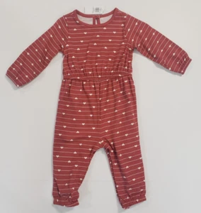 Old Navy Baby Girl Romper Red with White Stripes/Hearts Size 6-12 Months - Picture 1 of 21