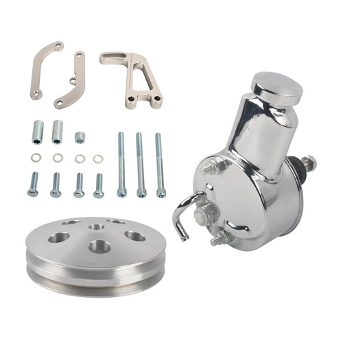 Power Steering Pump & Double Groove Pulley & Bracket For SBC Chevy 350
