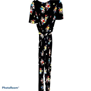 Oasis Damen Jumpsuit Schwarz Kurzarm Geblümt Größe 18 - Bild 1 von 9