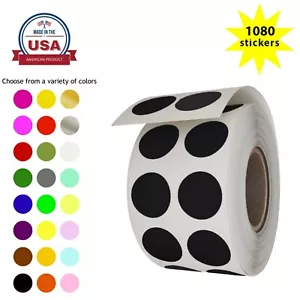 Round Stickers Rolls 1/2 inch Dot Circles 13mm Multiple Color Code 1080 Pack - Picture 1 of 38