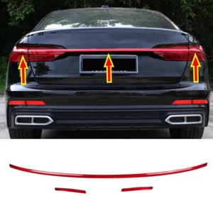 Para Audi A6 C8 2019-2020 Rojo Puerta Trasera y Luz Trasera Moldura Tira Cubierta 3PC - Imagen 1 de 4