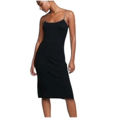 Victoria’s Secret Camisón Modal Acanalado Negro Estampado Leopardo Vestido Elástico XS Foto 1 de 4