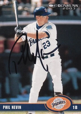 Phil Nevin Signed 2003 Donruss Padres Baseball Card #367 2001 All Star Autograph - Image 1 of 4