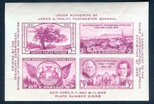 USA 1936 #778 Third International Philatelic Exhibit Souvenir Block of Four MNH - Picture 1 of 2