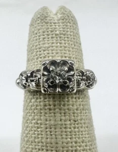 Vintage 14K White Gold Diamond Engagement Ring .14 Carat T.W. (1705942-11) - Picture 1 of 7