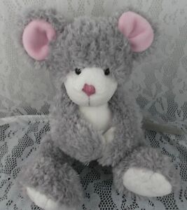 Russ Michief Mouse Plush Gray 11" Rikey Austin Grey Pink Magnectic Hands Stuffed
