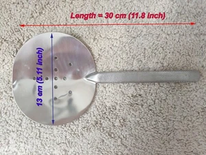 Uzbek plov lid, Uzbekistan Handmade Stainless Steel Skimmer (30 cm or 11.8 inch) - Picture 1 of 9