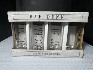 RAE DUNN SIP SIP HOORAY Shooters Set of 4 Tall Shot Glasses BRAND NEW IN BOX Z59 - Picture 1 of 1