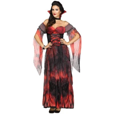 Fun World - Vampire Countessa Adult Costume - Black/Red - Size Small/Medium 2-8 - Image 1 of 4