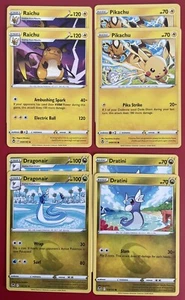 Pokemon Silver Tempest Lot (8x)-Pikachu 049,Raichu 050,Dratini 129,Dragonair 130 - Picture 1 of 5