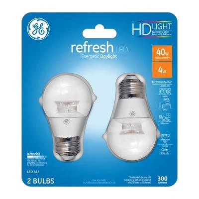 GE Refresh 40w Equivalent Daylight (5000k) High Definition A15 Clear Bulb 2-pack - Image 1 of 4