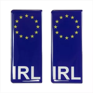 2x 98x42mm IRL Irland Euro Sterne Flagge Nummernschild Gel gewölbt Aufkleber Abzeichen - Bild 1 von 2