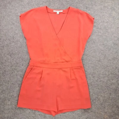 Mameluco Diane Von Furstenberg Crepe Emerson Surplice para mujer talla 10 naranja coral Foto 1 de 4