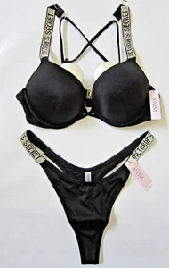 Victoria Secret BOMBSHELL SHINE LOGO THONG BIKINI SWIM SUIT 32 34 36 B D M Set - Picture 1 of 9