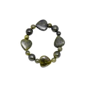 Mármol irlandés Connemara: pulsera elástica corazones GRANDES - Imagen 1 de 2