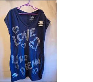 JUSTICE GIRLS SIZE 14 LOVE LIVE DREAM SLEEVELESS DIstressed TEE DRESS - Picture 1 of 8