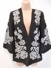 M And S Peruna Black Embroidery Short Overcoat Jacket All Season New Uk Size Small