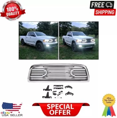 Parrilla delantera Big Horn cromada empaquetada + carcasa y luz para Dodge Ram 1500 2009-2012 Foto 1 de 4