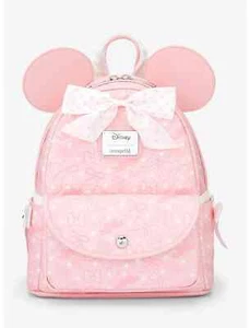 Loungefly Disney Minnie Mouse Debossed Bows Mini Backpack - Picture 1 of 4