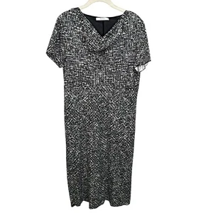 Vestido MaxMara Talla Grande 46 Negro Blanco Estampado Capucha Cuello - Imagen 1 de 10