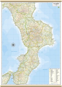 Carta GEOGRAFICA MURALE REGIONE calabria 61 X 88 cm BELLETTI cartina - Picture 1 of 1