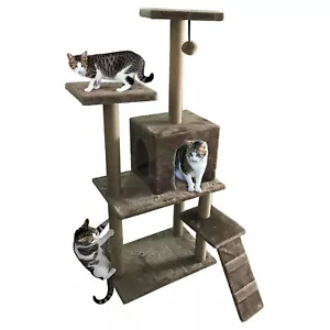 More details for multilevel cat tree scratching post kitten climbing tower activity centre 140cm