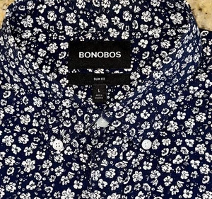 Camisa Bonobos Para Hombre Azul Marino Estampado Floral Calce Ajustado Abotonada Manga Larga Talla L - Imagen 1 de 3