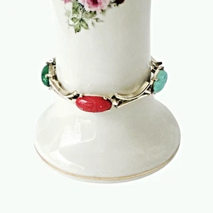 Vintage Judy Lee Skarabäus Käfer Armband silberfarben Faltschließe signiert ~6,5" - Bild 1 von 12