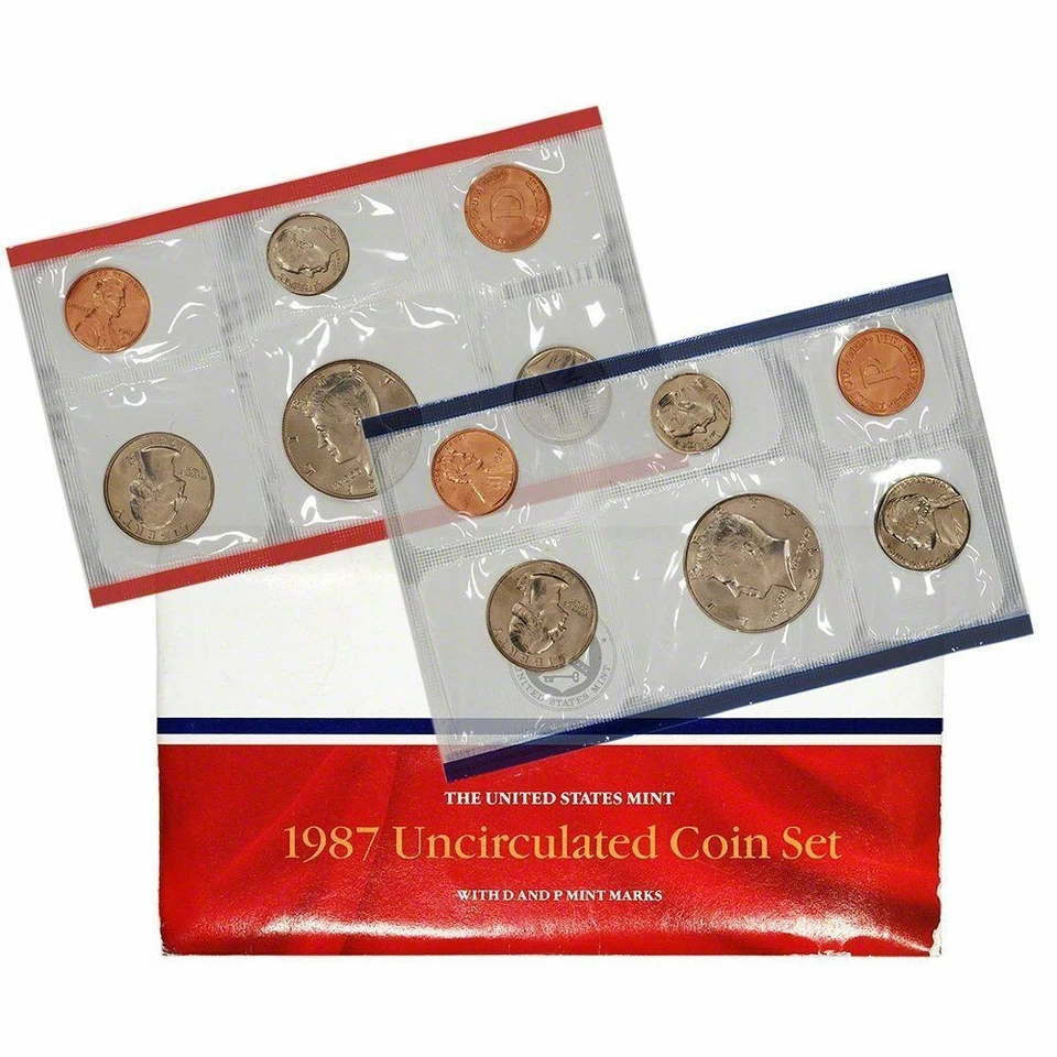 1987 US Mint 10 Coin Mint Set w/ Original Cello & Envelope ~ Free Shipping - Image 1 of 1