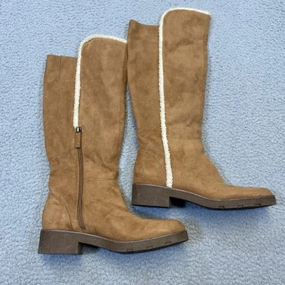 Dr. Scholl's ботинки женщин 8,5 желтовато-коричневый искусственной замши колена молнии эластичный эластичной - Изображение 1 из 4