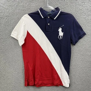 Polo Ralph Lauren polo uomo piccola blu navy rossa bianca grande pony bordo colorblock - Foto 1 di 9