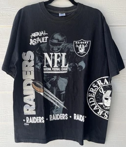 Camisa De Colección Años 90 Raiders Asalto Aéreo Equipo Salem NFL AOP XL Oakland Puntada Única - Imagen 1 de 5